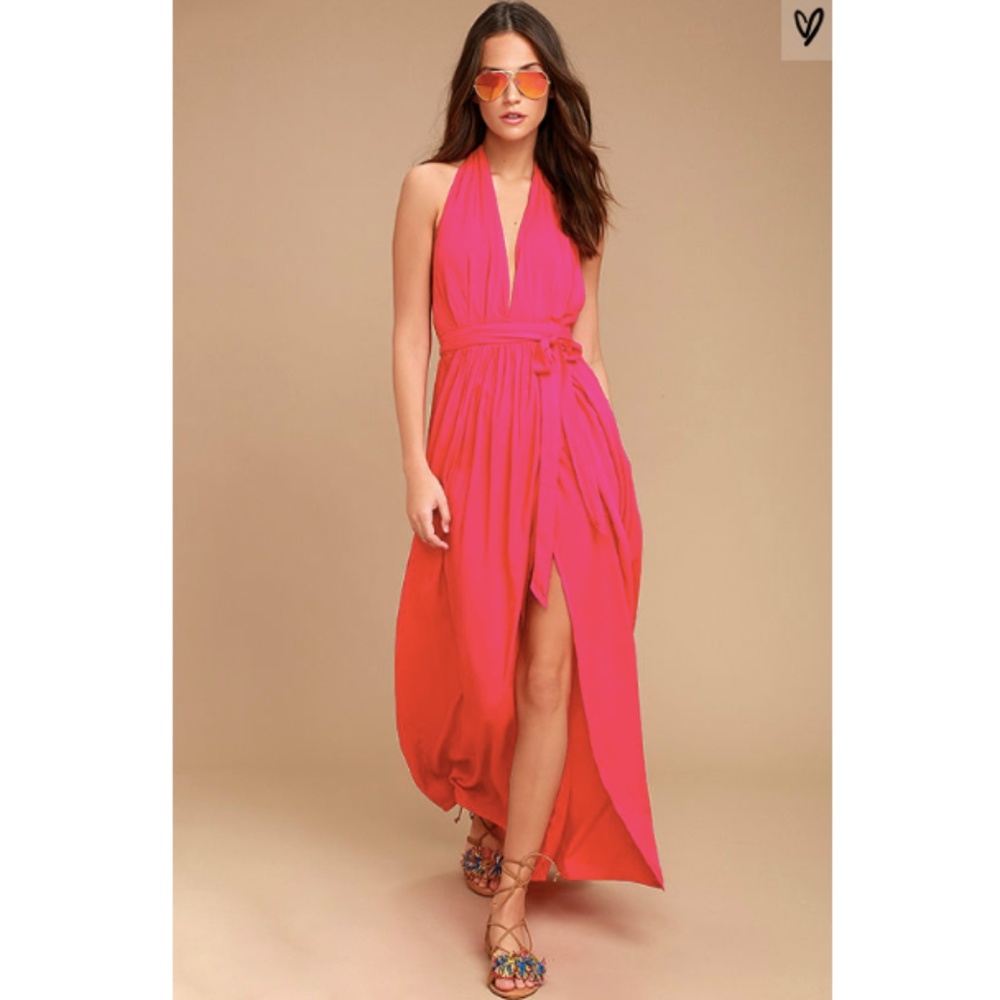 Magical Movement Hot Pink Wrap Maxi Dress Lulu's